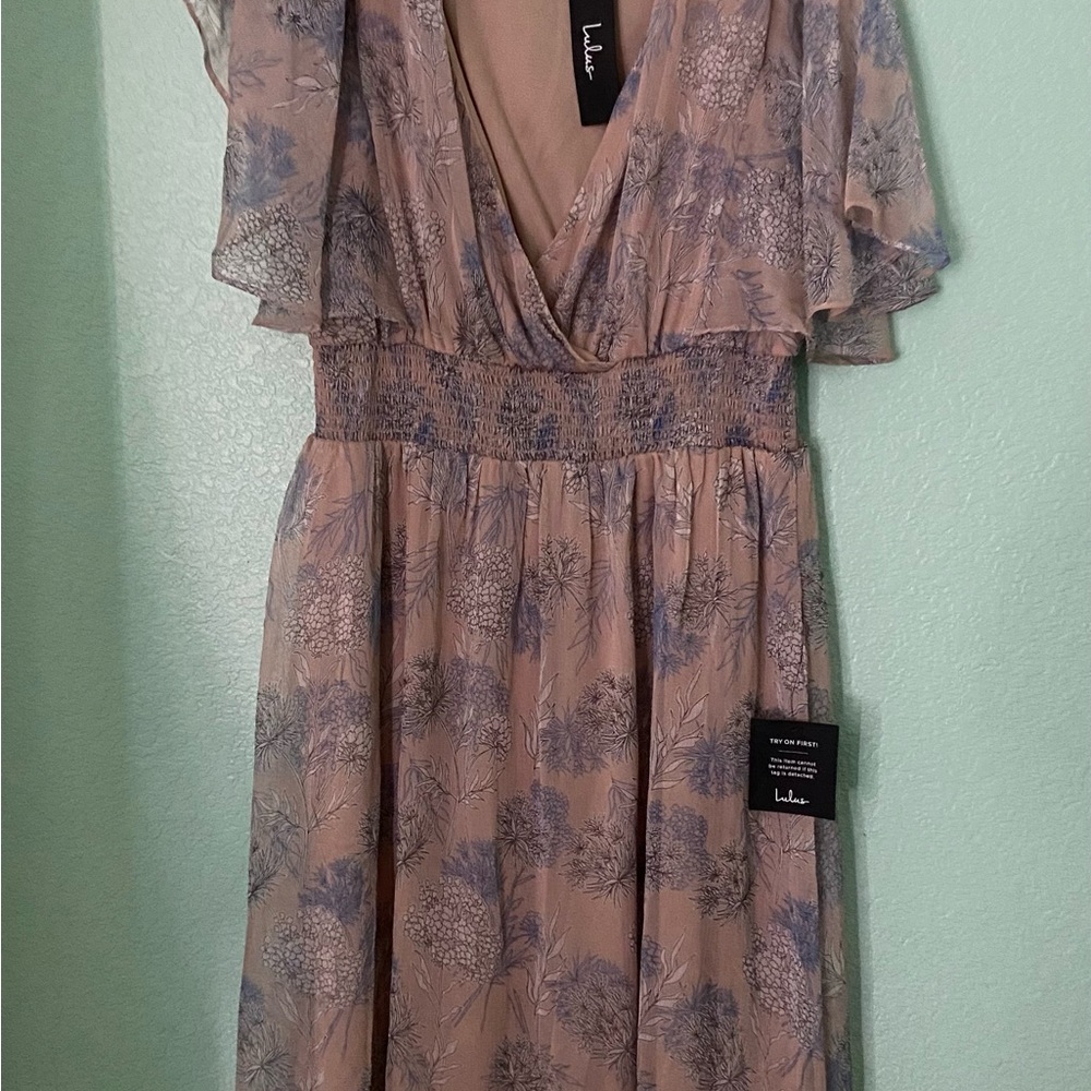 Lulu's Pink Ruffled Wrap Maxi Dress
